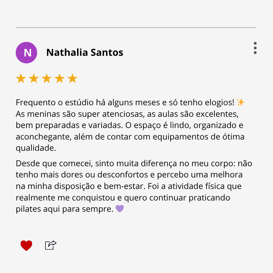 avaliação no google studio pilates, fisioterapia, osteopatia em balneario camboriu